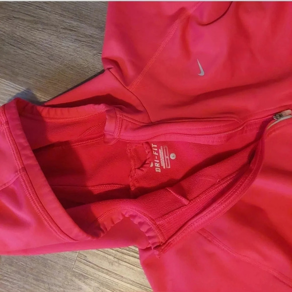 Nike Dri-Fit Women's Large Pink Quarter zip Hooded Sweatshirt Hoodie Pullover - Picture 4 of 5